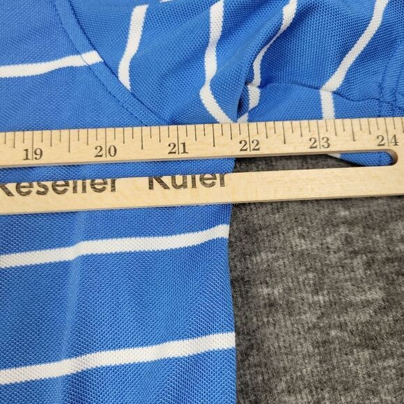 Footjoy Mens Size M Golf Polo Shirt Striped Blue White Golf Active Sport Great - Picture 10 of 11